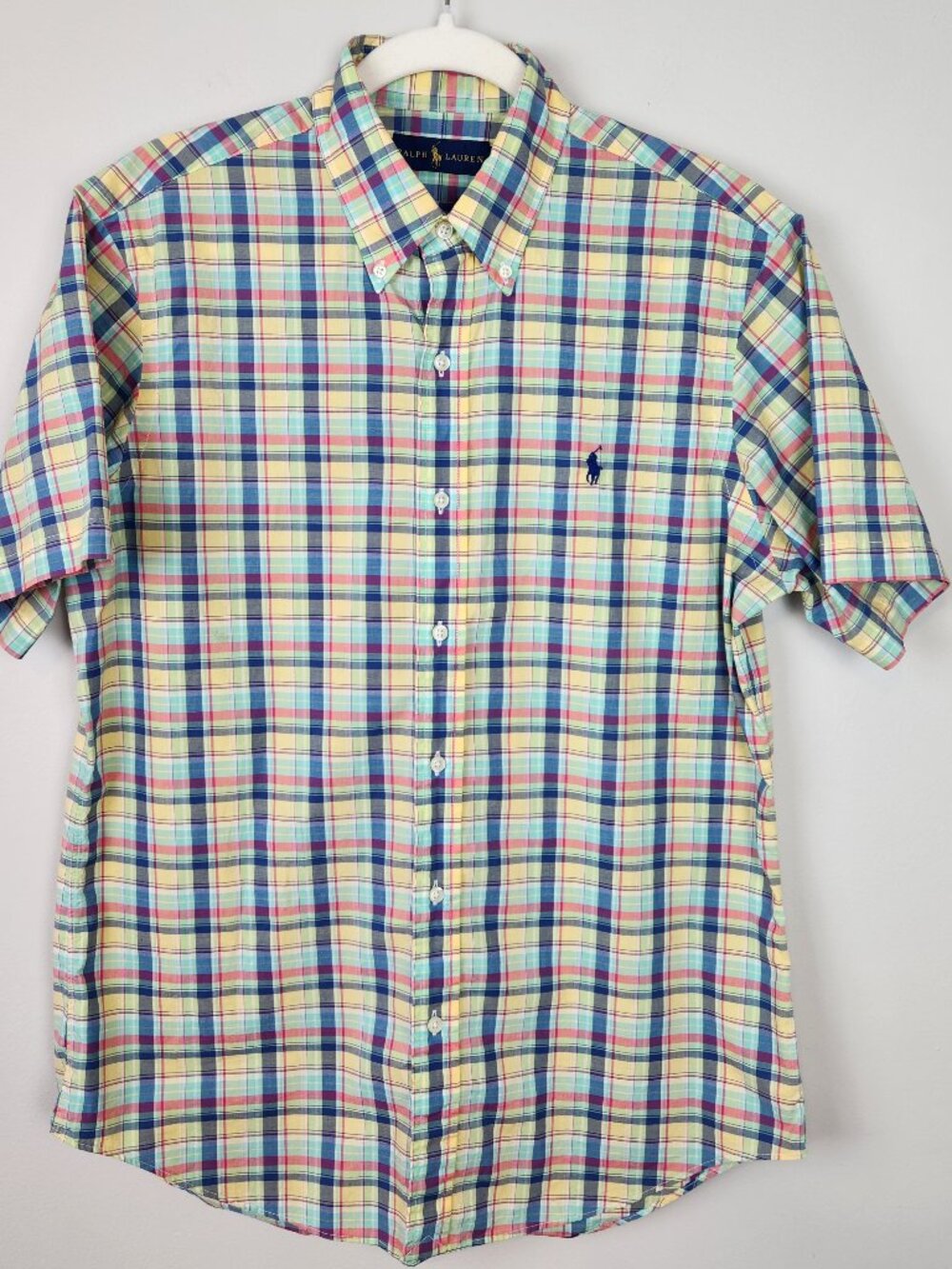Polo Ralph Lauren Plaid Shirt M Mens Short Sleeve Button Down Multicolor